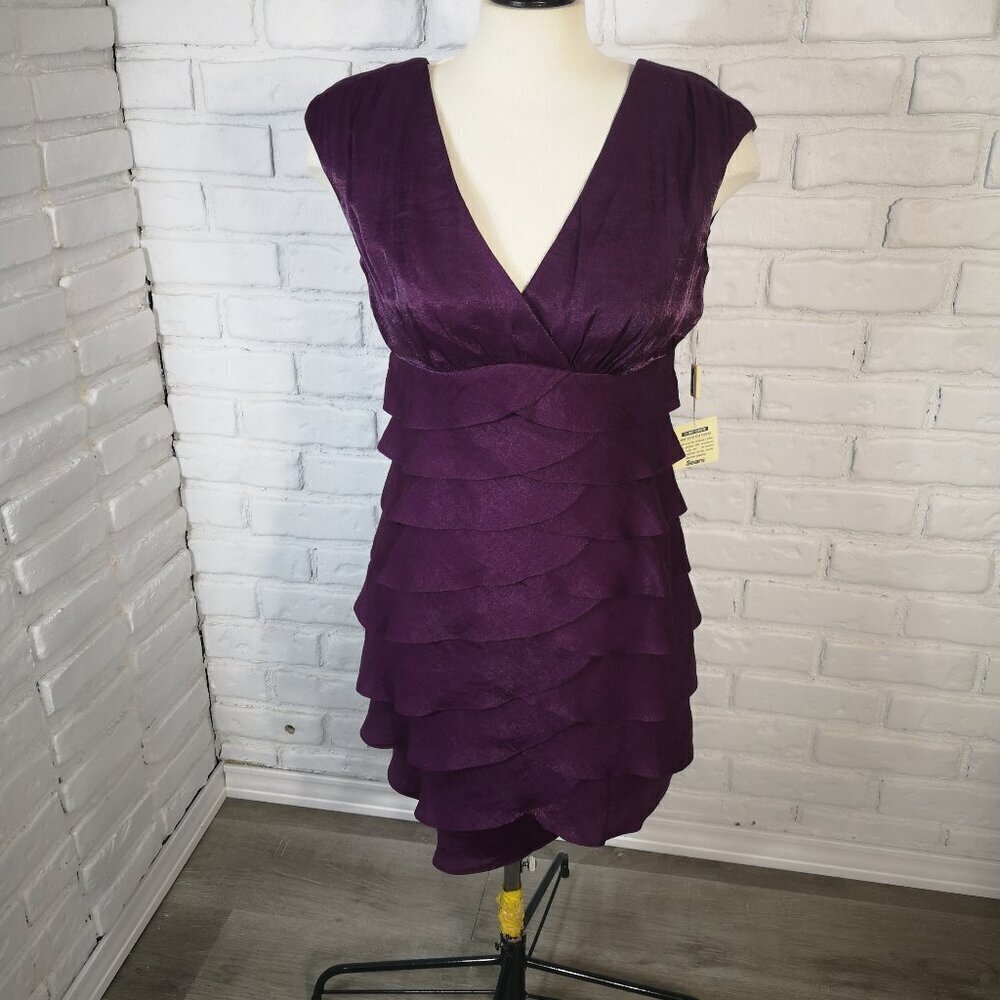 NWT Jessica Ladies Size 8 Purple Sleeveless Lined Tiered Layered Dress